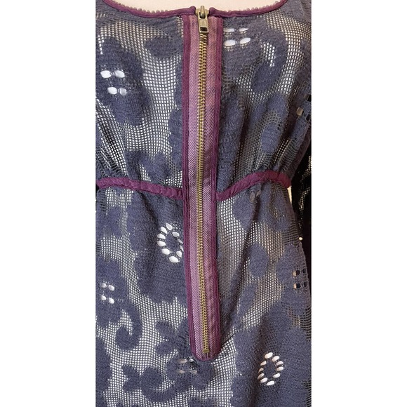 Free People womens Lace Boho Dress Cover Up Size Small zipper blue beach flare - Picture 2 of 10